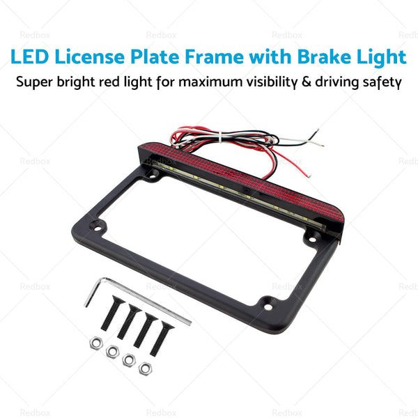 Motorcycle License Plate Frame Bracket w  LED Brake Light  Suitable For Harley-1