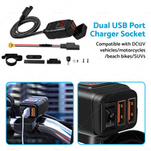 Dual USB Port Motorcycle Fast Charger Socket LED Voltmeter Display ON OFF Switch-2