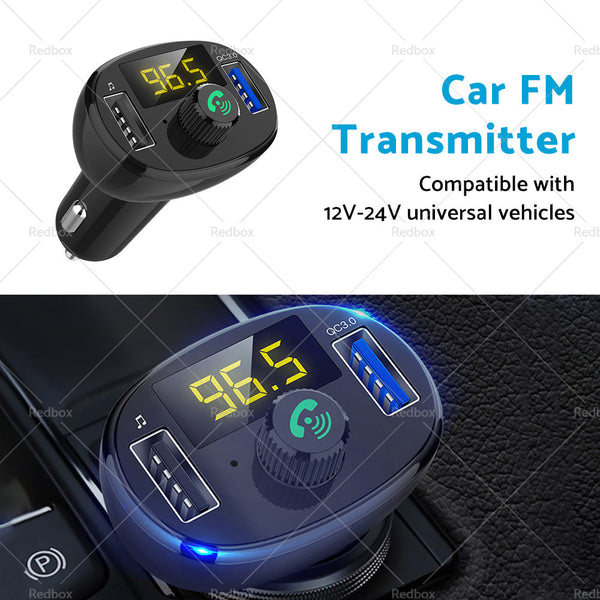 Bluetooth-5. 0 Radio Car Kit Wireless FM Transmitter Dual USB Charger MP3 Player