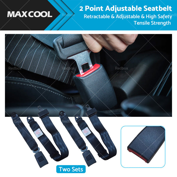 2 Set Car Truck 2 Point Retractable Adjustable Seat Lap Sash Belt Strap Seatbelt-0