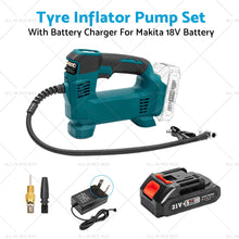 Cordless Portable Tyre Inflator Pump w/ Battery Charger For Makita 18V Battery