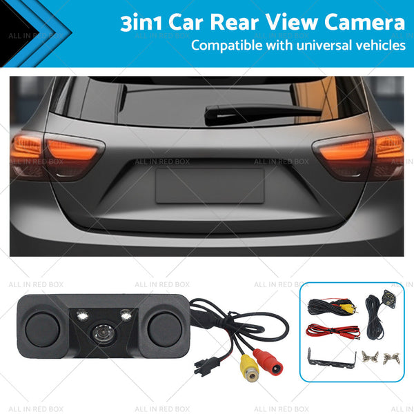 3in 170 Angle Car Reverse Rear View Camera w  Backup Radar Parking Sensor Universal-0