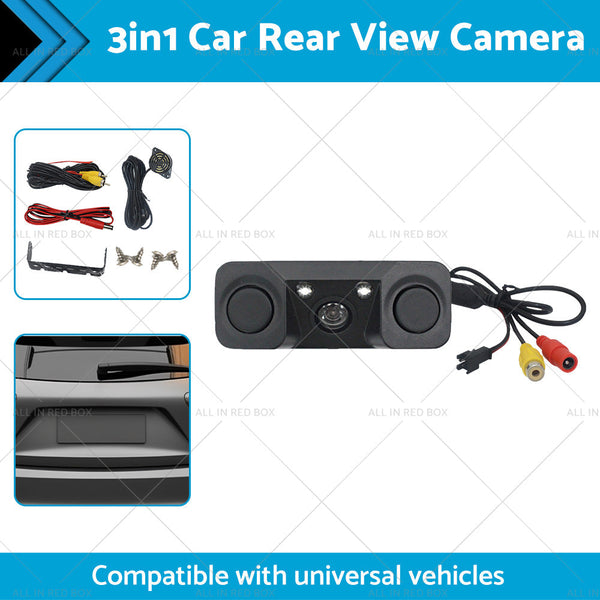 3in 170 Angle Car Reverse Rear View Camera w  Backup Radar Parking Sensor Universal-1