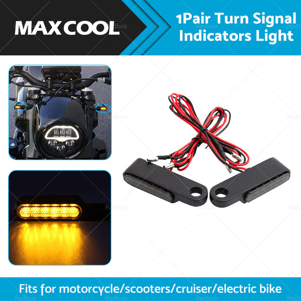 2X Black Motorcycle LED Mini Turn Signal Blinker Light Amber For Harley Davidson-0