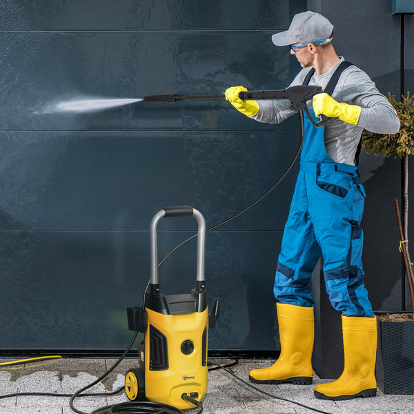 1800W Portable Electric Pressure Washer Set with Adjustable Nozzle - Yellow-1
