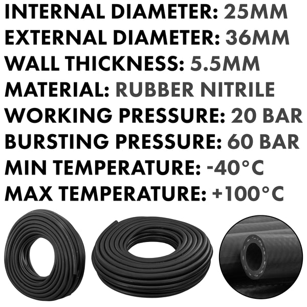 25mm Braided Rubber Fuel Hose, SAE J30 R6-1
