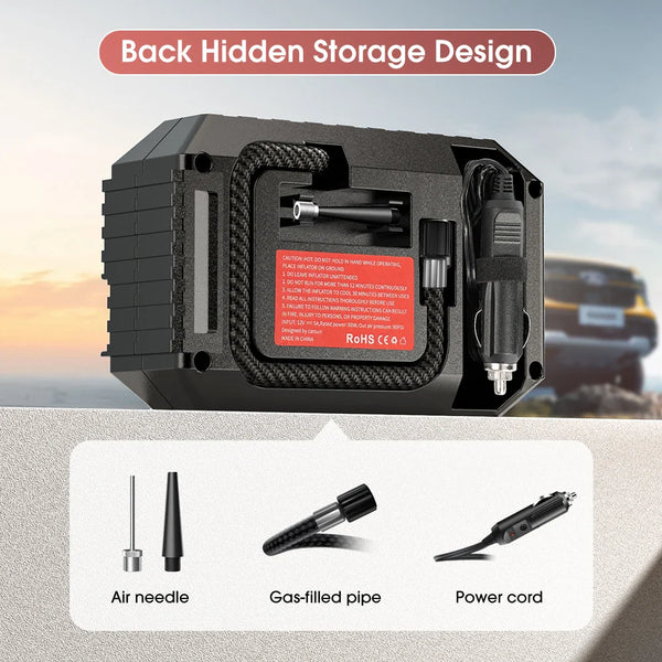 NNEOBA Mini Electric Air Pump 20L/Min Portable Tire Inflator Black