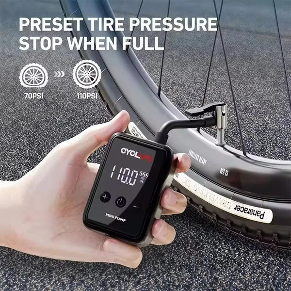 NNEOBA Mini Electric Bicycle Air Pump 150PSI High-Pressure Portable Inflator Black