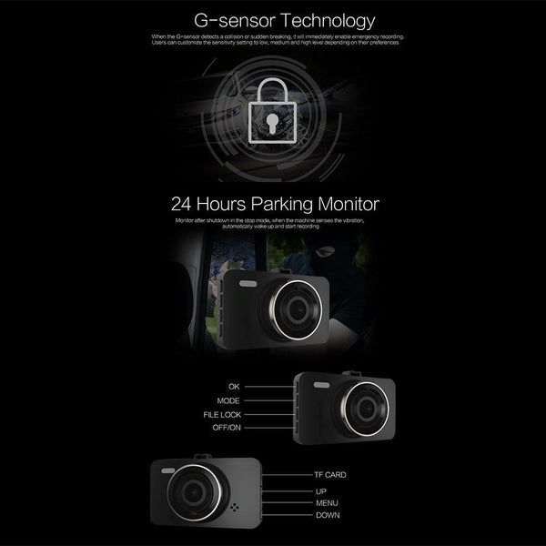 NNEDSZ 3 Car Dash Cam With 1080P Hd Night Vision & 170 Degree View