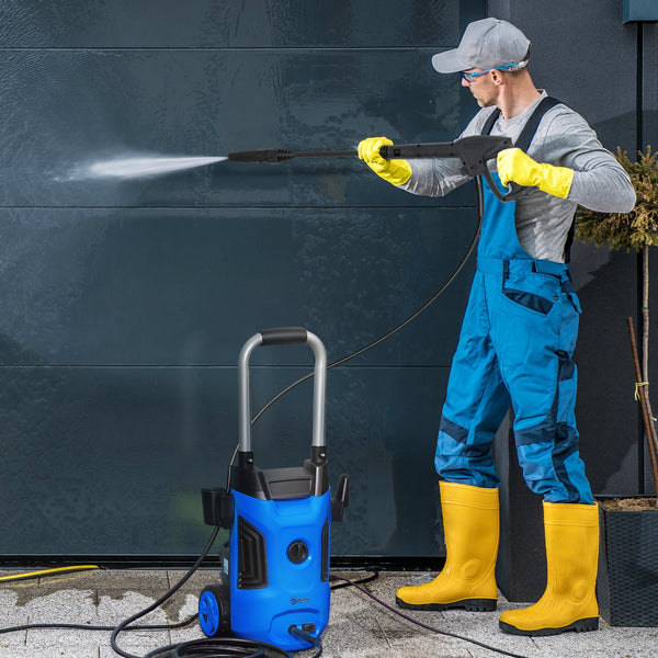 1800W Portable Electric Pressure Washer With Adjustable Nozzle - Blue-1