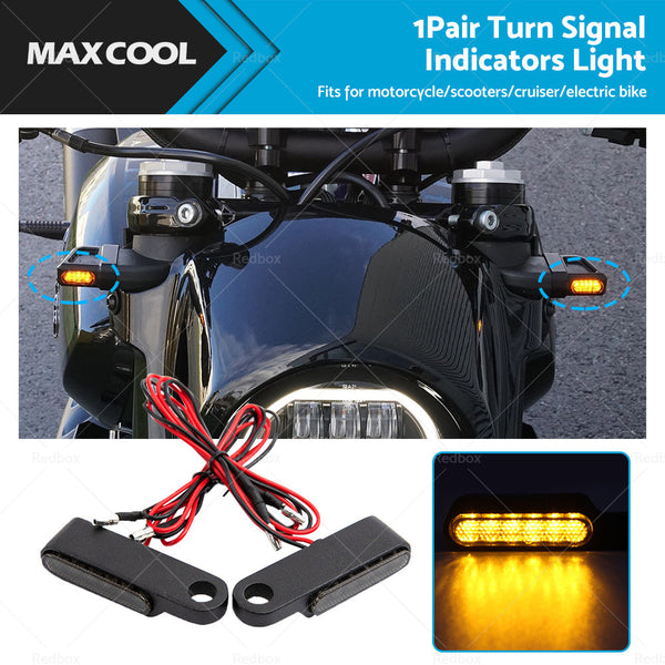 2X Black Motorcycle LED Mini Turn Signal Blinker Light Amber For Harley Davidson-1