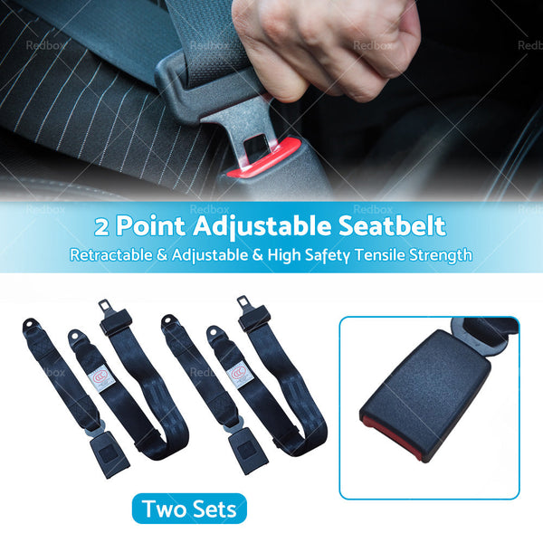 2 Set Car Truck 2 Point Retractable Adjustable Seat Lap Sash Belt Strap Seatbelt-1
