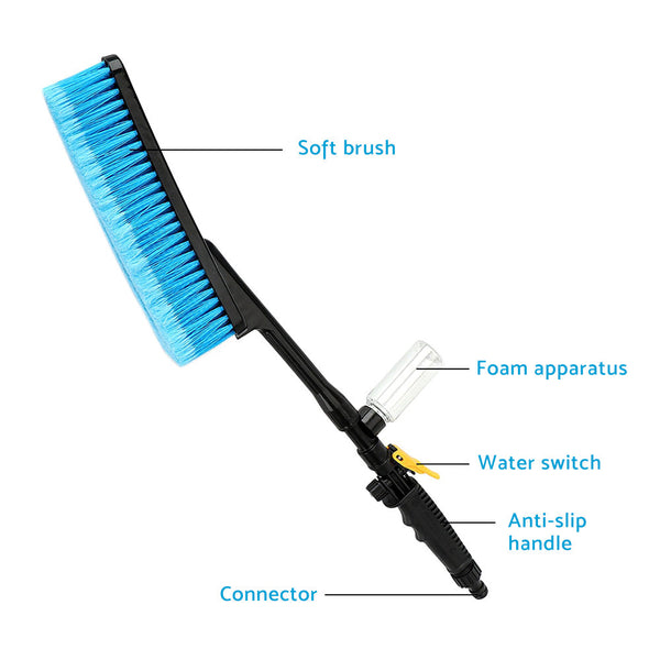 Car Cleaning Wash Brush Tool Long Handle Flow Switch Foam Bottle Professional-1