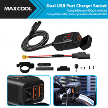 Dual USB Port Motorcycle Fast Charger Socket LED Voltmeter Display ON OFF Switch-1