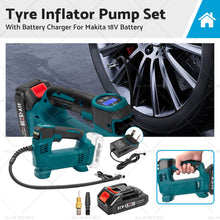 Cordless Portable Tyre Inflator Pump w/ Battery Charger For Makita 18V Battery